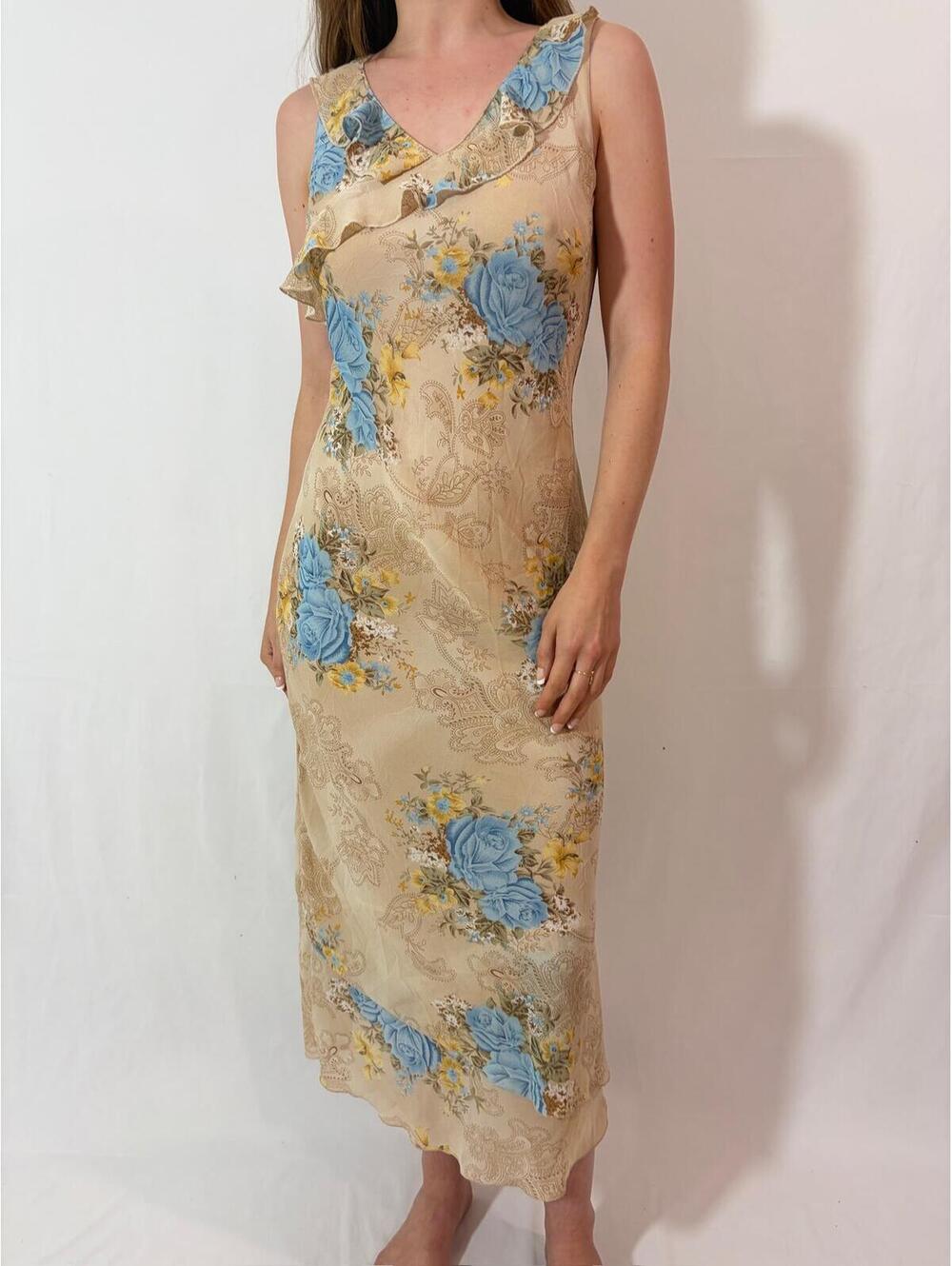 Cottagecore Prairie Floral Paisley Picnic Casual Vintage Midi Dress
